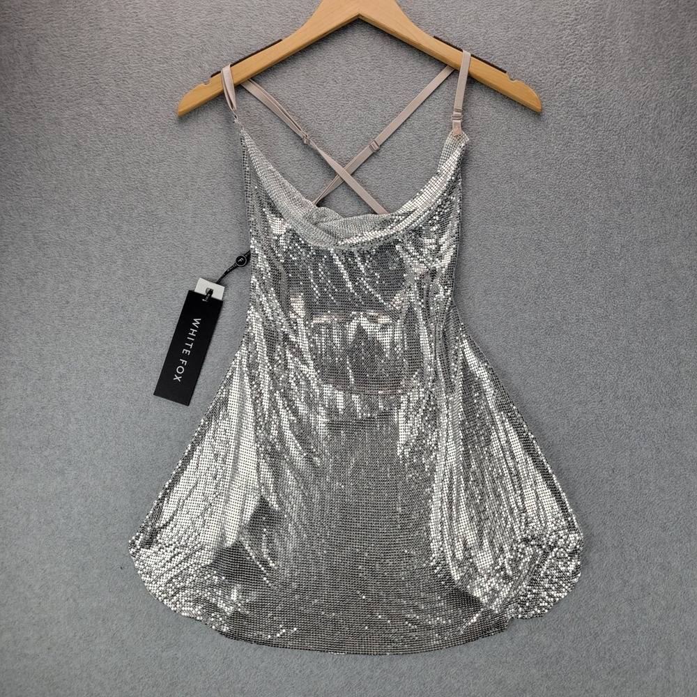 White Fox Boutique Metallic Silver Mini Dress